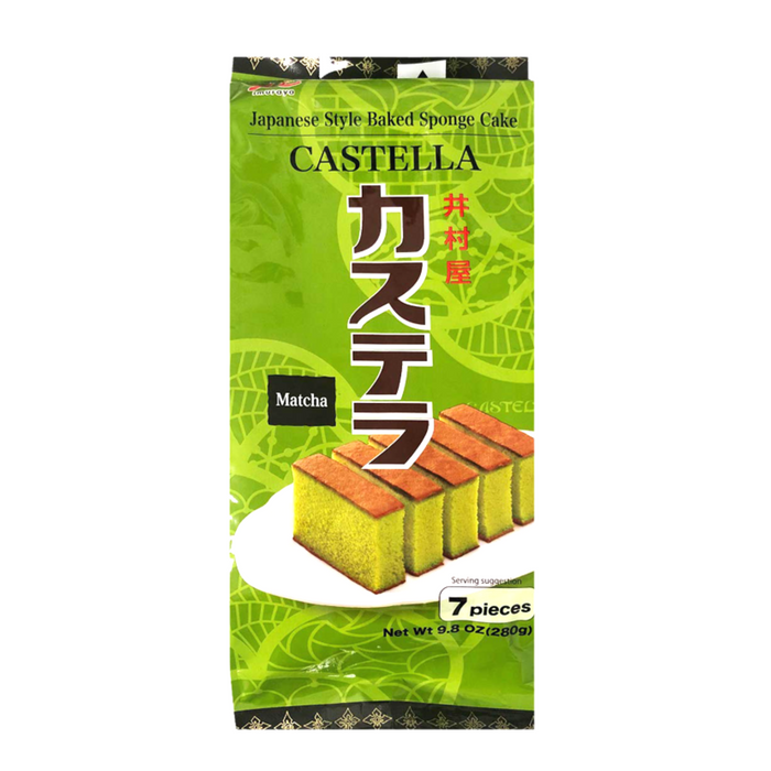 Imuraya Japanese Style Castella Pre-Sliced Baked Sponge Pound Cake 9.8oz, 7 Pieces (Matcha) - GOHAN Market