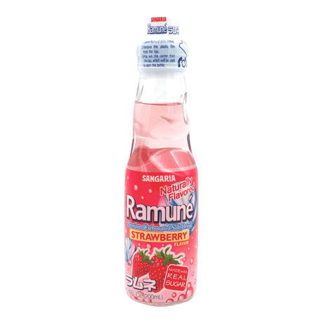 SANGARIA RAMUNE, FLAVOR - STRAWBERRY PREMIUM CARBONATED SOFT DRINK 6.76FL OZ/200ML