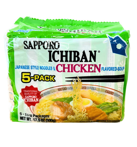 SAPPORO ICHIBAN CHICKEN FLAVTRED RAMEN 5 PACK17.5OZ/500G