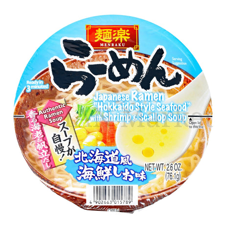 MENRAKU JAPANESE RAMEN HOKKAIDO STYLE SEAFOOD WITH SHRIMP AND SCALLOP SOUP2.6OZ/76.1G