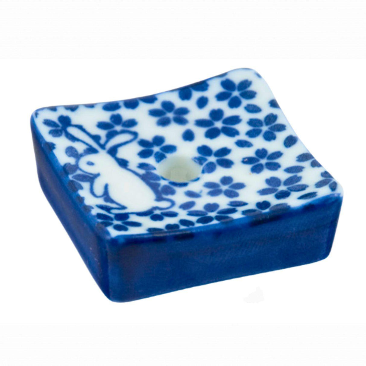 1.25"SQ INCENSE HOLDER - BLUE/WHITE RABBIT