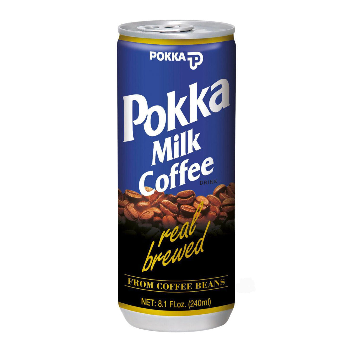 REAL BREWED MILK COFFEE BLUE CAN POKKA 8.1FLOZ 240ML