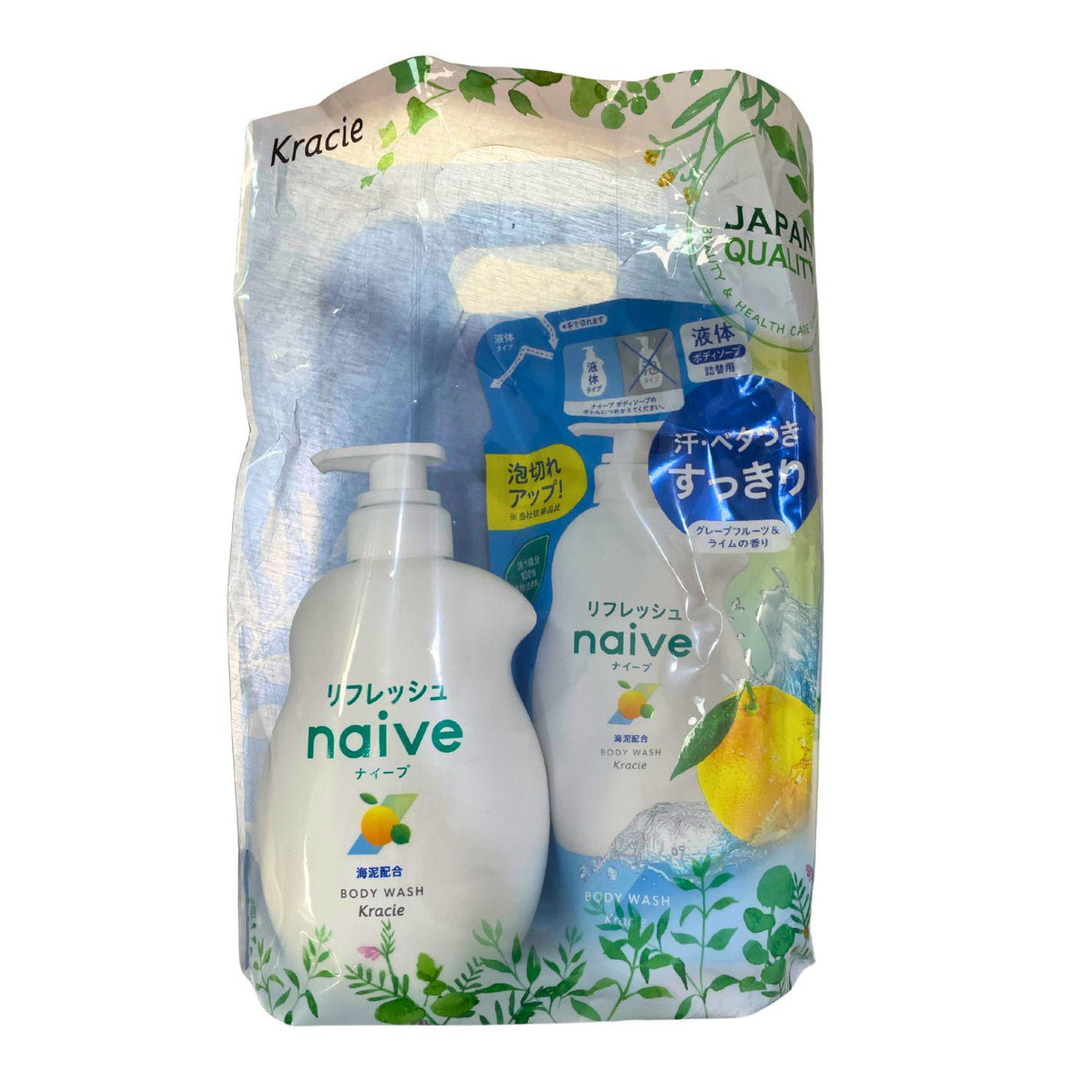 KRACIE NAIVE BODY SOAP REFRESH PUMP+REFILL SET