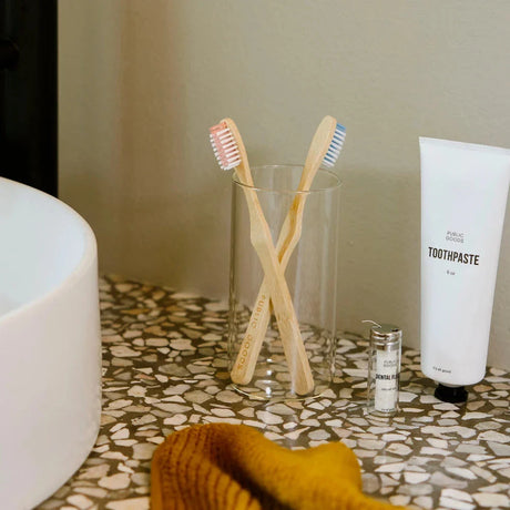 Toothbrush Set & Stoneware Toothbrush Holder