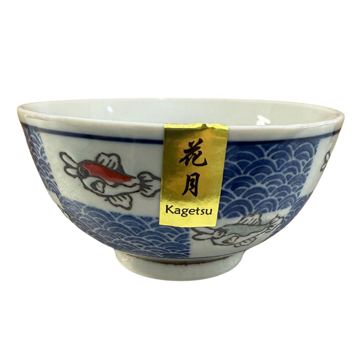 RICE BOWL BLUE FISHES 4.5"DX2.25"