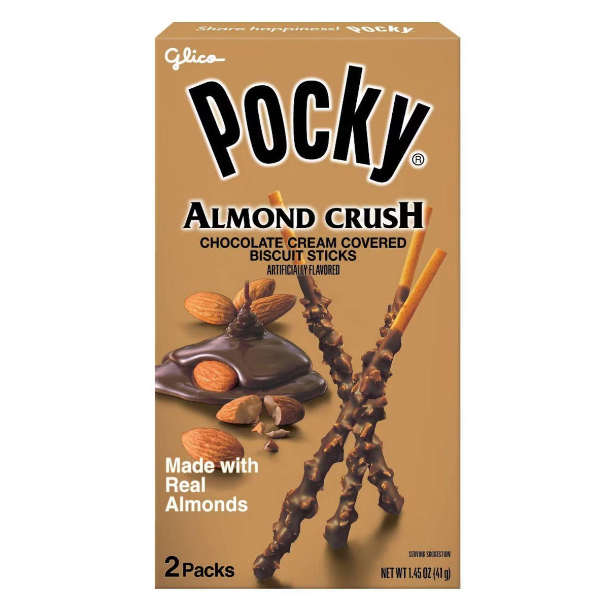 GLICO POCKY CHOCOLATE ALMOND CRUSH FLAVOR 2PACKS 1.45OZ/41G