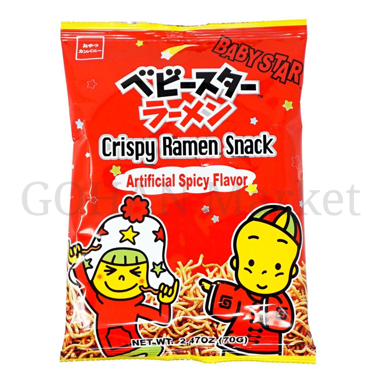 BABY STAR CRISPY RAMEN SNACK ARTIFICIAL SPICY FLAVOR 2.47OZ/70G