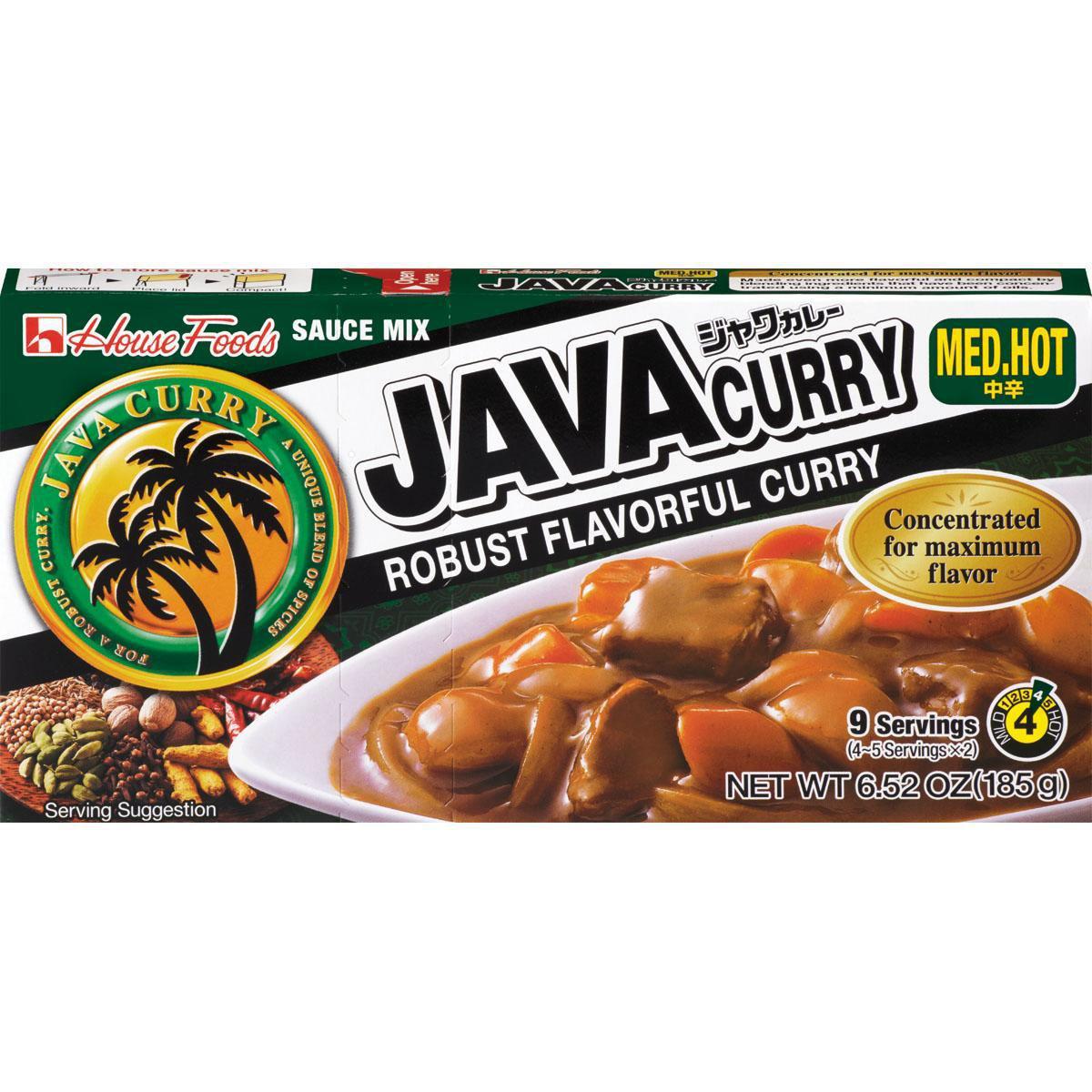 HOUSE FOODS JAVA CURRY MED HOT ROBUST FLAVORFUL CURRY 9 SERVINGS 6.52OZ/185G