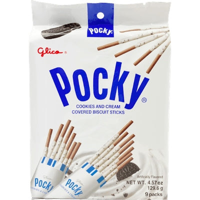 GLICO POCKY COOKIES CREAM FAMILY SIZE 9APCKS 4.57OZ/129.6G