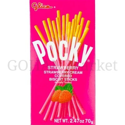 GLICO POCKY STRAWBERRY COATED BISCUIT STICKS 2.47OZ/70G