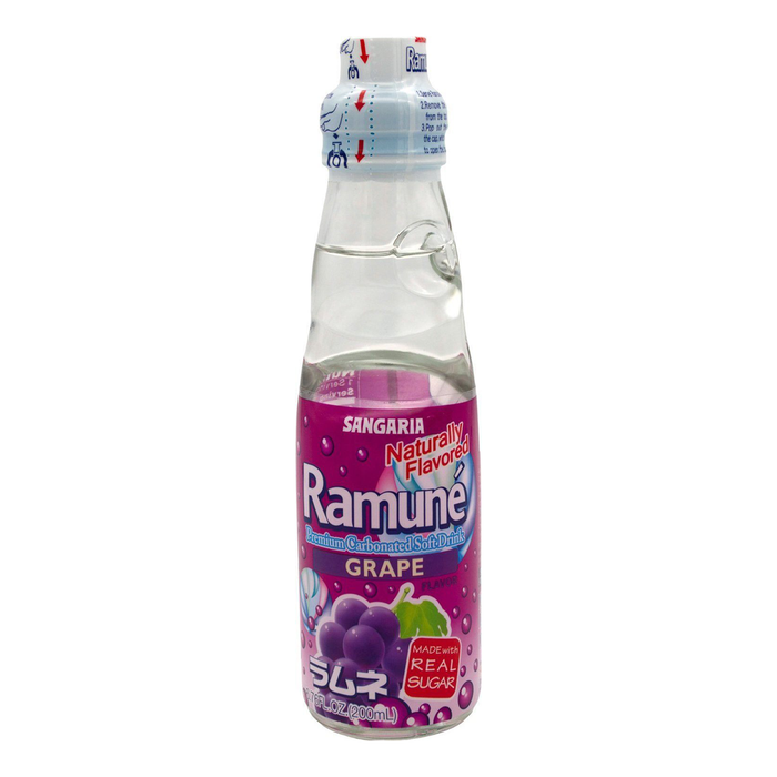 SANGARIA RAMUNE, Flavor - Grape PREMIUM CARBONATED SOFT DRINK 6.76fl oz/200ml