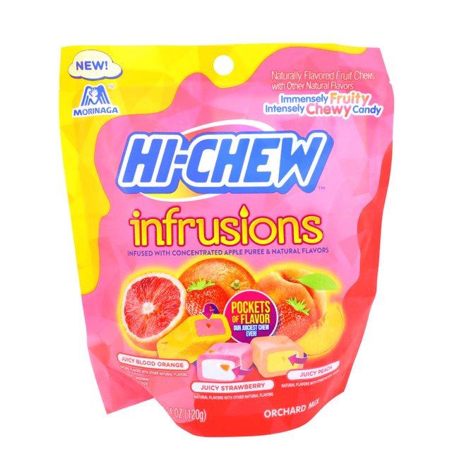 HI-CHEW INFRUSIONS BAG JUICY BLOOD ORANGE, JUICY STRAWBERRY, JUICY PEACH 4.24OZ/120G