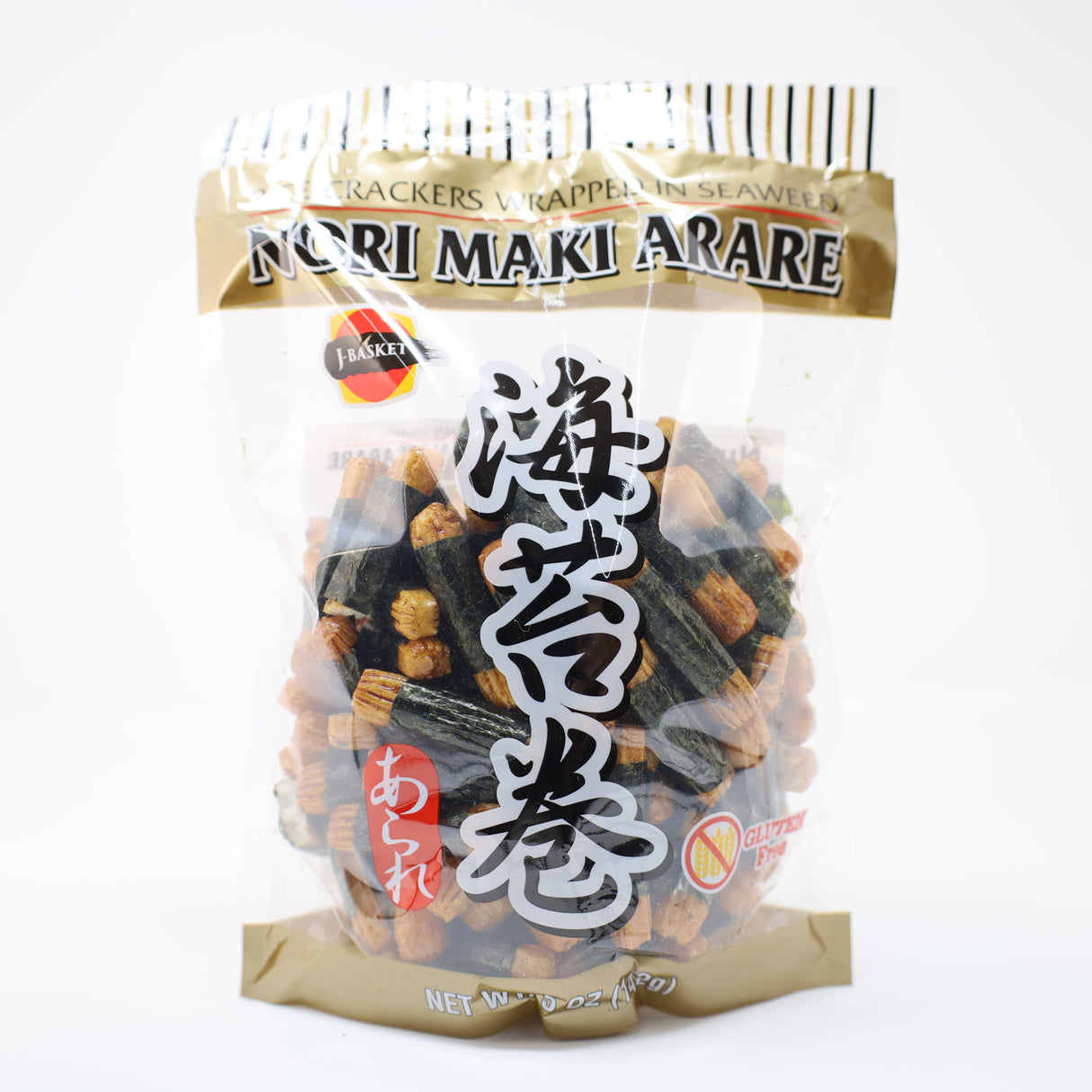 J-BASKET NORI MAKI ARARE SEAWEED WRAPPED RICE CRACKER GLUTEN FREE 5OZ/142G