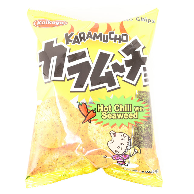 KOIKEYA KARAMUCHO POTATO CHIPS HOT CHILI WITH SEAWEED 1.9OZ/54G