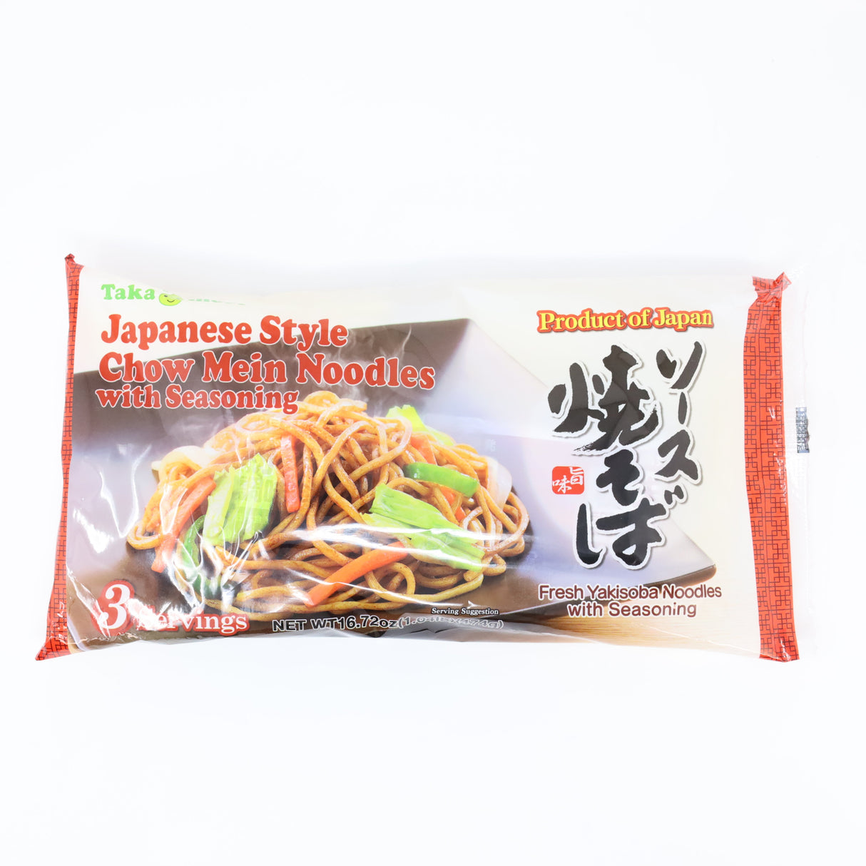 TAKAMORI FRESH YAKISOBA NOODLES WITH SEASONING 3PACK 16.72OZ/474G