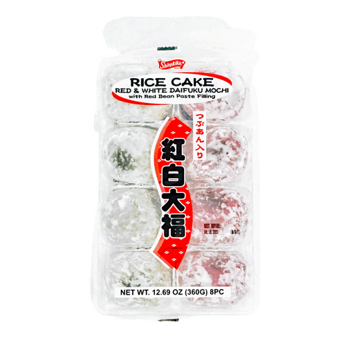 Shirakiku Red and White Daifuku Mochi Rice Cake 8p 12.69oz/360g - GOHAN Market