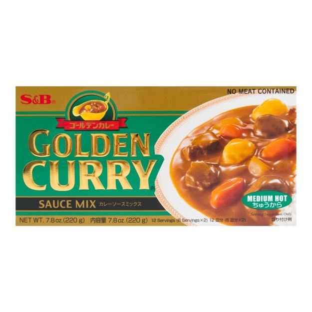 SB GOLDEN CURRY JAPANESE CURRY MIX MED HOT 6 SERVINGS X 2 7.8OZ/220G