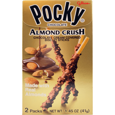 GLICO POCKY CHOCOLATE ALMOND CRUSH FLAVOR 2PACKS 1.45OZ/41G