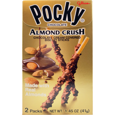 GLICO Pocky Chocolate Almond Crush Flavor 2Packs 1.45oz/41g