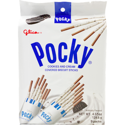 GLICO Pocky Cookies Cream Covered Biscuit Sticks Family Size 9apcks 4.57oz/129.6g