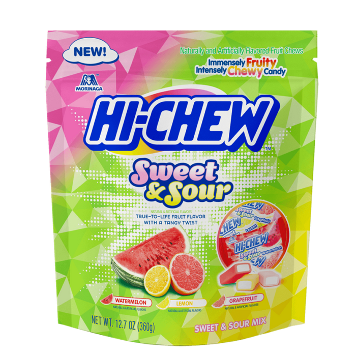 HI-CHEW Sweet and Sour 12.7oz/360g. (WATERMELON, GRAPEFRUIT, LEMON)